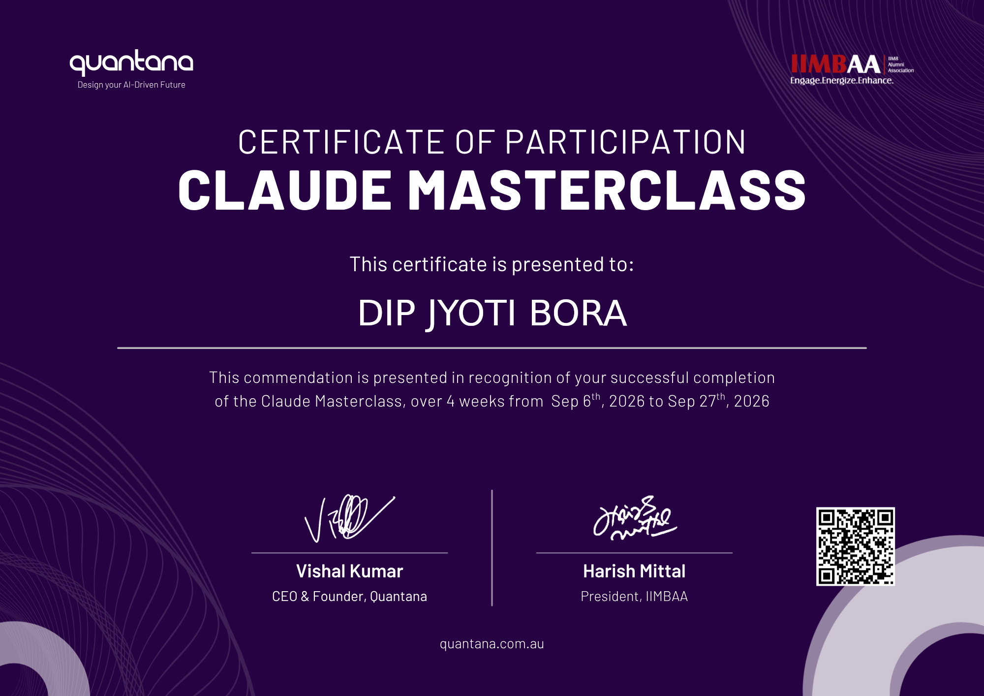 Certificate for Dip Jyoti Bora